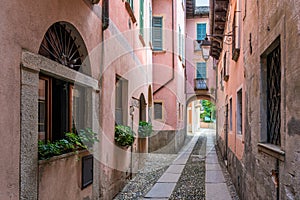 Orta San Giulio, beautiful village on Lake Orta, Piedmont Piemonte, Italy.