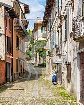 Orta San Giulio, beautiful village on Lake Orta, Piedmont Piemonte, Italy.