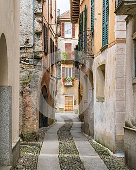 Orta San Giulio, beautiful village on Lake Orta, Piedmont Piemonte, Italy.