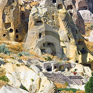 Ortahisar cave city in Capapdocia, Turkey