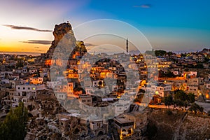 Ortahisar natural rock castle and town, Cappadocia, Turkey