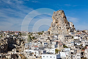 Ortahisar rock fortress in Cappadocia