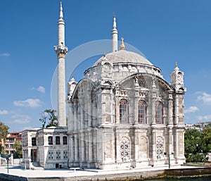 Ortakoy Mecidiye mosque at Bosphorus bridge photo