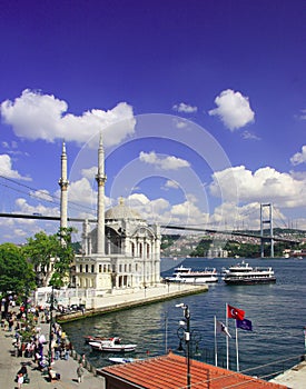 Ortakoy Mosque and Bosphorus Bridge photo