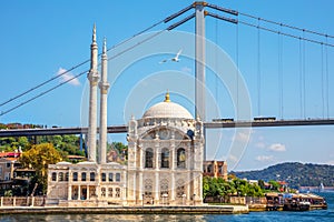 Ortakoy Mosque and the Bosphorus Bridge on the background, Istanbul, Turkey