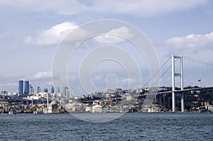 Ortakoy mosque and bosphorus bridge in istanbul