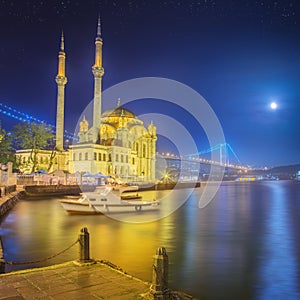 Ortakoy mosque and Bosphorus Bridge Istanbul