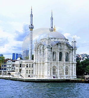 Ortakoy mosque and Bosphorus bridge, Istanbul, Turkey.