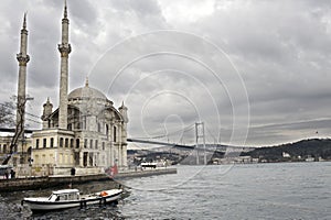 Ortakoy mosque and bosporus bridge photo