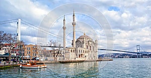 Ortakoy mosque and Bosporus Istanbul, Turkey photo