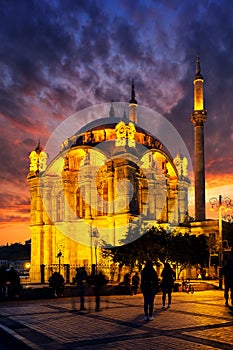 Ortakoy Mosque in Istanbul at sunset