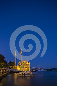 Ortakoy Mosque at night in Istanbul, Turkey