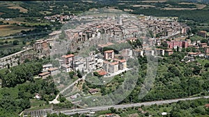Orte, Italy Hilltop Town Aerial Flyby During the Day