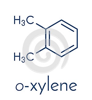 Ortho-xylene o-xylene aromatic hydrocarbon molecule. Skeletal formula. photo