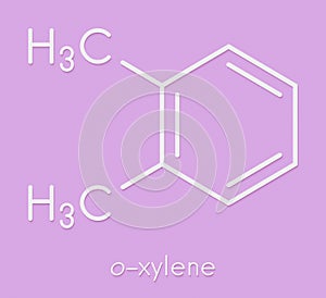 Ortho-xylene o-xylene aromatic hydrocarbon molecule. Skeletal formula.