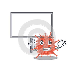 Orthocoronavirinae cute cartoon character bring a boardx photo