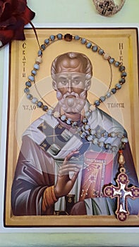 Orthodoc prayer rope   Saint Nicholas icon