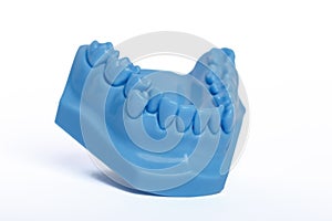 Orthodontic Blue Lower Jaw Model used in dentistry for demonstration.