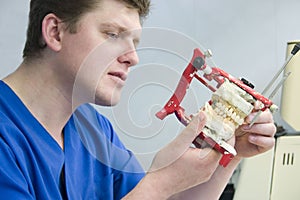 Orthodontist at work