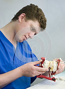 Orthodontist at work