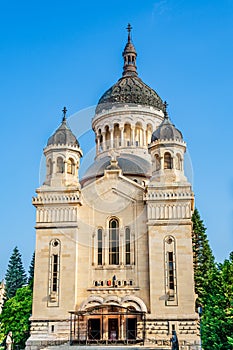 The orthodox cathedral in Cluj Napoca, Transylvania, Romania. Cathedral of the Dormition of the Theotokos or Dormition of the