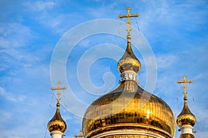 Orthodox cathedral dome and golden cross
