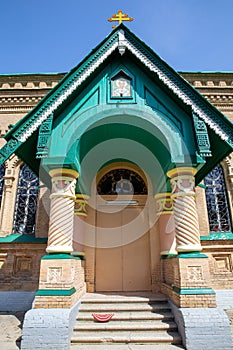 Orthodox Cathedral of St. Alexis on a sunny summer day. City of Samarkand. The Republic of Uzbekistan