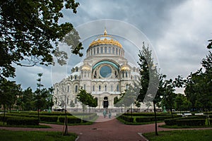 Orthodox cathedral of St Nicholas in Kronshtadt. . Petersburg, Russia