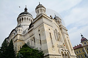 Orthodox Cathedral and water fountain in Cluj-Napoca