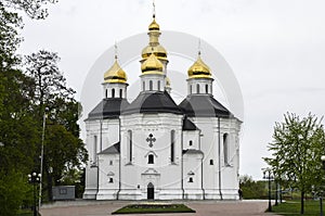 Orthodox Catherine\'s church with golden domes in Chernihiv, Ukraine