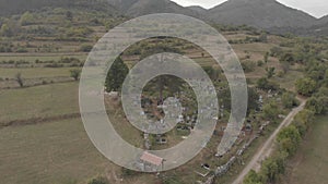 Orthodox cemetery on a clear meadow