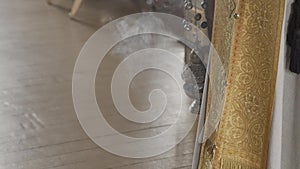 Orthodox censer with incense smoke.