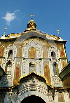 Orthodox christian church with golden domes in Kiev