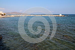 orthodox church (agios dionysios d\'olymbos) and mediterranean sea in galatas in crete