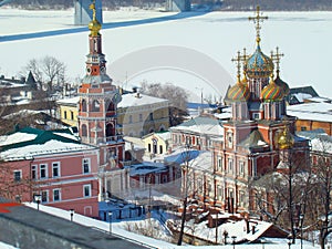 Orthodox church on the banks of the Volga river.