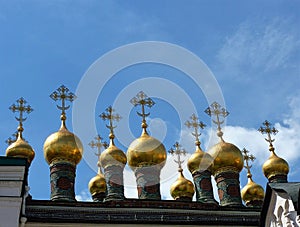 Orthodox church bulbs in Moscow, Red Square.