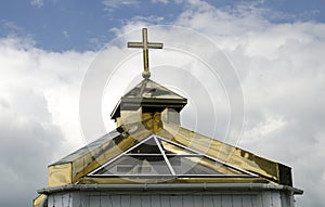 Orthodox church dome and golden Christian cross