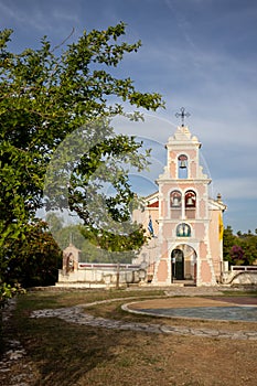 Orthodox church in a garden, Corfu, Greece