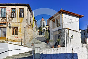 Orthodox church and houses in old town of Xanthi, East Macedonia and Thrace