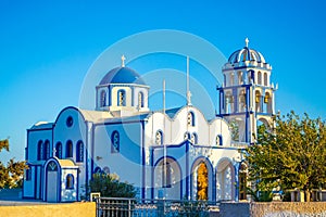 Orthodox church in Kamari Santorini island Greece