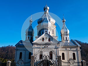 Orthodox Church in mountain setting. Ukraine