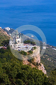 Orthodox church in mountains. Crimea. Ukraine.