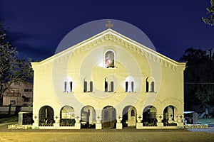 Orthodox Church By Night In Pirot, Serbia