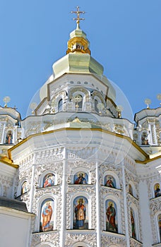 Orthodox church over sky background