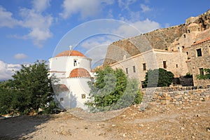 The Orthodox Church of Panagia Chryssafitissa in the medieval castle town of Monemvasia island.