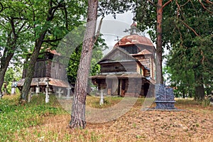 Orthodox church of the Protection of the Mother of God in Wola Wielka from 1775, made of pine wood. The carcass structure of the