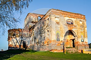 Orthodox church in ruins in Belarus. Gomel