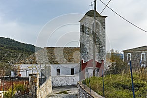 Orthodox church and small street in village of Theologos,Thassos island, Greece