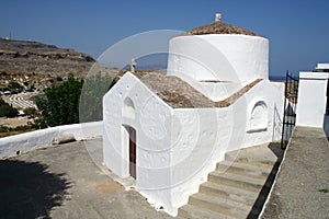Orthodox Church of St Peter in Lindos town in Rhodes island