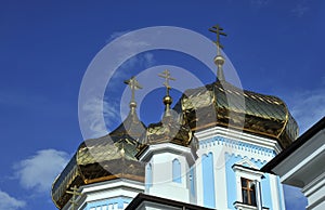 Orthodox church with three golden domes